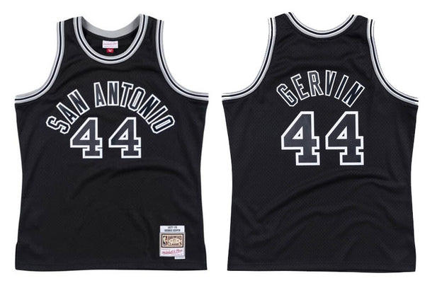 44 GEORGE GERVIN San Antonio Spurs NBA G/F Black Adidas Throwback Jersey